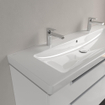Villeroy & Boch Subway 2.0 lavabo-meuble - 130x47cm - avec 2 trous de robinet avec trop-plein blanc 1024052
