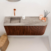 Mondiaz JOYA-DLUX 91.6cm toiletmeubel - ronding rechts kleur Ruby - Wastafel FAYE positie Links Zonder kraangat kleur Oza. SW1425538