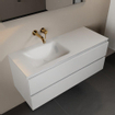 Mondiaz AIVY Ensemble de meuble - 120x45x50cm - 0 trous de robinet - 1 vasque Talc Solid surface - Gauche - 2 tiroirs - avec miroir - MDF Talc SW892456