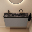 MONDIAZ TURE-DLUX Meuble toilette - 80cm - Smoke - EDEN - vasque Lava - position centrale - 1 trou de robinet SW1104098