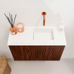 Mondiaz JOYA 60cm toiletmeubel - kleur Ruby - Wastafel FAYE positie Rechts Zonder kraangat kleur Talc. SW1421740