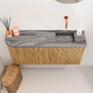Mondiaz JOYA-DLUX 91.6cm meuble de toilette - arrondi gauche couleur Chêne - Vasque FAYE position Droite Sans trou de robinet couleur Sombra. SW1424280