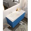 Mondiaz VICA ensemble de meuble de salle de bain - 100cm - meuble sous-vasque jeans - 2 tiroirs - lavabo cloud gauche - 1 trou de robinet - miroir LED - version XL 60cm de haut SW1098198