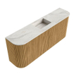Mondiaz JOYA-DLUX 103.2cm toiletmeubel - ronding links en rechts kleur Oak - Wastafel FAYE positie Midden Zonder kraangat kleur Ostra. SW1422224