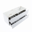 MONDIAZ VICA-DLUX Ensemble meuble de salle de bains - 120cm - meuble bas Talc - 4 tiroirs - lavabo encastré Cloud à droite - sans trous de robinet - version hauteur 60cm - Frappe SW1088609