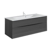 Crosswater Glide II Ensemble de meuble - 100x45x52cm - 2 tiroirs - sans poignées - Steelwood - lavabo Ice white - 1 trou de robinet SW876814