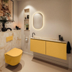 MONDIAZ TURE-DLUX Meuble toilette - 120cm - Ocher - EDEN - vasque Frappe - position gauche - 1 trou de robinet SW1102898