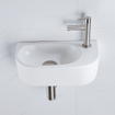 Fugaflow Efficiente Pietra Ensemble lave-mains - 40x21.5x12cm - droite - lisse - semi-circulaire - 1 trou de robinet - céramique - robinet lave-mains inox brossé - bonde - siphon abaissé - blanc mat SW1442360
