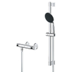 GROHE Precision Flow Ensemble de douche - robinet de douche thermostatique - avec ensemble barre de douche - 60cm - douchette à main ronde - 1 jet - flexible de douche lisse - chromé SW1028113