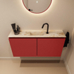 MONDIAZ TURE-DLUX Meuble toilette - 100cm - Fire - EDEN - vasque Frappe - position centrale - 1 trou de robinet SW1102741