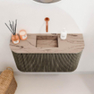Mondiaz JOYA-DLUX 73.2cm toiletmeubel - ronding links en rechts kleur Shadow - Wastafel FAYE positie Midden Zonder kraangat kleur Arena. SW1424845
