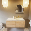 MONDIAZ VICA-DLUX Ensemble meuble de salle de bains - 120cm - meuble bas chêne vieilli - 4 tiroirs - lavabo encastré cloud à droite - sans trous de robinet - version haute 60cm - opalo SW1088431