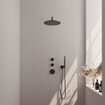 BRAUER Black Edition Regendoucheset inbouw - hoofddouche 30cm - Wandarm - inclusief inbouwdeel - gladde knoppen - handdouche Staaf 1 stand - mat zwart SW538344