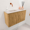 Mondiaz JOYA-DLUX Meuble de toilette 70cm - couleur Chêne - Vasque FAYE position Gauche Sans trou de robinet couleur Meli. SW1423943