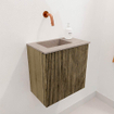Mondiaz JOYA-DLUX 40cm toiletmeubel - kleur Dusk - Wastafel FAYE positie Links Zonder kraangat kleur Saba. SW1426038