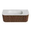 MONDIAZ KURVE-DLUX 120cm Meuble salle de bain avec module 25 G et D - couleur Walnut - 1 tiroir - 2 portes - vasque BIG SMALL centre - sans trou de robinet - couleur Opalo SW1137625