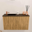 Mondiaz JOYA 70cm toiletmeubel - kleur Oak - Wastafel FAYE positie Links 1 kraangat kleur Urban. SW1421192
