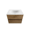 ENSEMBLE DE MEUBLE MONDIAZ VICA - 60x50cm - 2 tiroirs - Chai - lavabo MOON central - 1 trou de robinet - Talc SW1223916