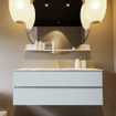 MONDIAZ VICA-DLUX Ensemble meuble de salle de bains - 130cm - meuble bas clay - 2 tiroirs - lavabo encastré cloud central - 1 trou de robinet - version haute 60cm - glace SW1088176