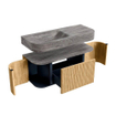 MONDIAZ THOR-DLUX 110cm badmeubel ronding links + rechts kleur Oak met 1 lade en 2 deuren. Vrijhangende wastafel CLOUD Links 1 kraangat kleur Oza. SW1462963