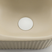 QeramiQ Fuente Ensemble de Lavabo - 40x21.5x12cm - strié - demi-rond - sans trou pour robinet - céramique - ensemble de robinet blanc mat - bouchon de vidange - siphon abaissé - beige SW1233097