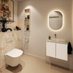 MONDIAZ TURE-DLUX Meuble de toilettes 60 cm Talc. EDEN vasque Frappe position milieu. Sans trou de robinet. SW1102587