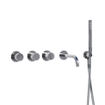 Fortifura Nebbio Ensemble combiné bain - mitigeur thermostatique - coude mural avec support douchette - flexible de douche lisse - barre douchette - bec - chrome SW1237985