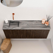 Mondiaz JOYA-DLUX 100cm toiletmeubel - kleur Walnut - Wastafel FAYE positie Links Zonder kraangat kleur Sombra. SW1424739