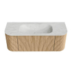 MONDIAZ KURVE-DLUX 120cm Meuble salle de bain avec module 25 G et D - couleur Oak - 1 tiroir - 2 portes - vasque BIG SMALL centre - 1 trou de robinet - couleur Opalo SW1137587