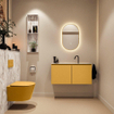 MONDIAZ TURE-DLUX Meuble toilette - 100cm - Ocher - EDEN - vasque Glace - position centrale - 1 trou de robinet SW1103432