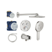 Grohe Grohtherm Ensemble de douche pluie - encastrable - pommeau rond - douchette ronde - supersteel SW1235143