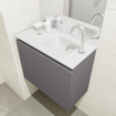 Mondiaz OLAN Meuble lave-mains 60x30x40cm 1 trou de robinet 1 tiroir Dark grey mat avec lavabo LEX Droite Solid Surface Blanc SW473264