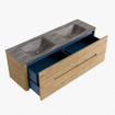 Mondiaz CIRO-DLUX Ensemble de meuble de salle de bains - 150x45x50cm - Plan vasque solid surface Oza - 2 lavabos double - 2 trous de robinet - 4 tiroirs - Chêne SW1531141