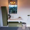Mondiaz ALAN-DLUX Ensemble de meuble - 110cm - meuble Army mat - 1 tiroir - Lavabo Cloud Frappe suspendu - vasque Gauche - 1 trou de robinet SW804754