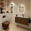 MONDIAZ TURE-DLUX Meuble toilette - 100cm - Rust - EDEN - vasque Opalo - position centrale - 1 trou de robinet SW1104529