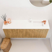 Mondiaz JOYA 100cm toiletmeubel - kleur Oak - Wastafel FAYE positie Rechts 1 kraangat kleur Talc. SW1421120