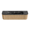 MONDIAZ KURVE-DLUX 170cm Meuble salle de bain avec module 25 G et D - couleur Oak - 1 tiroir - 2 portes - vasque BIG LARGE centre - 2 trous de robinet - couleur Lava SW1137162