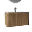 Royal Plaza Terra Edge Badkamermeubelset - 80x44.7x46cm - solid surface wastafel wit mat - 1 wasbak - 1 kraangat - 2 lades - sandwood (licht eiken) SW1471908