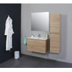 Basic Line Bella Ensemble meuble de salle de bains - 80x55x46cm - 1 lavabo - Céramique - Blanc - 1 trou de robinet - Sans miroir - MDF chêne SW398091