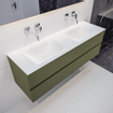 Mondiaz VICA ensemble de meuble de salle de bain - 150cm - meuble sous-vasque armée - 4 tiroirs - lavabo nuage double - sans trou de robinet version XL 60cm de haut SW1090343