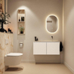 MONDIAZ TURE-DLUX Meuble toilette - 100cm - Talc - EDEN - vasque Frappe - position droite - sans trou de robinet SW1102605