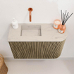 Mondiaz JOYA-DLUX Meuble de toilette 61,6cm - arrondi droit couleur Dusk - Lavabo FAYE position Gauche Sans trou de robinet couleur Opalo SW1423325