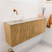 Mondiaz JOYA-DLUX 111.6cm toiletmeubel - ronding rechts kleur Oak - Wastafel FAYE positie Links Zonder kraangat kleur Frappe. SW1421916