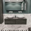 Mondiaz LUSH Meuble salle de bains Anthracite 2 tiroirs 120x30x45cm lavabo BARCO double sans trou de robinet SW409692