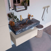 Mondiaz ALAN-DLUX Ensemble de meuble - 90cm - meuble Linen mat - 1 tiroir - Lavabo Cloud Lava suspendu - vasque Centre - 1 trou de robinet SW808213