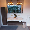 Mondiaz ALAN-DLUX Ensemble de meuble de salle de bain - 200x46cm - 1 tiroir - vasque suspendue - sans trous de robinetterie - 1 double - Dark Brown (chêne foncé) SW1244994