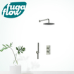 FugaFlow Eccelente Sobrado Badkamer inbouw regendoucheset met thermostaat 25cm hoofddouche incl. staaf handdouche gunmetal PVD SW1124105