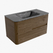 Mondiaz CIRO-DLUX Badkamermeubelset - 90x45x50cm - Solid surface wastafel Lava - 1 wasbak Midden - zonder kraangaten - 2 lades - Dusk SW1533020