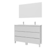 Adema Chaci PLUS Ensemble de meuble - 119x86x45.9cm - 2 vasques ovales en céramique Blanc - 2 trous de robinet - 6 tiroirs - miroir rectangulaire - Blanc mat SW926314