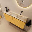 MONDIAZ TURE-DLUX Meuble toilette - 100cm - Ocher - EDEN - vasque Frappe - position droite - sans trou de robinet SW1102895